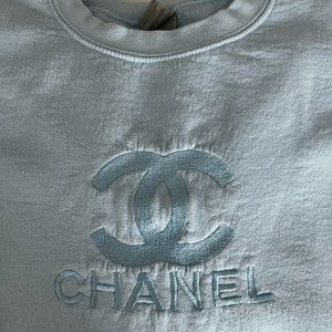 oversized embroidered chanel crewneck